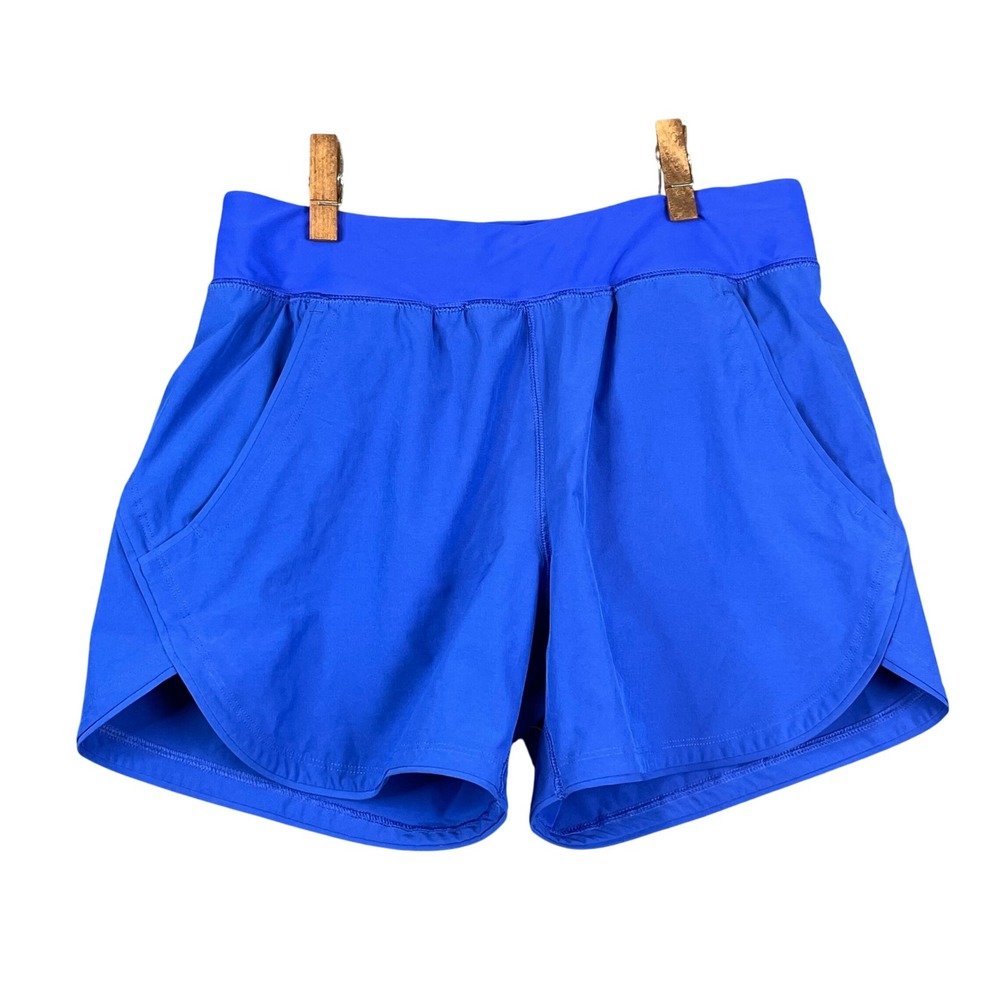 Lands'‎ End Active Shorts Womens 8 Blue Stretch Athletic Running Pockets Gym